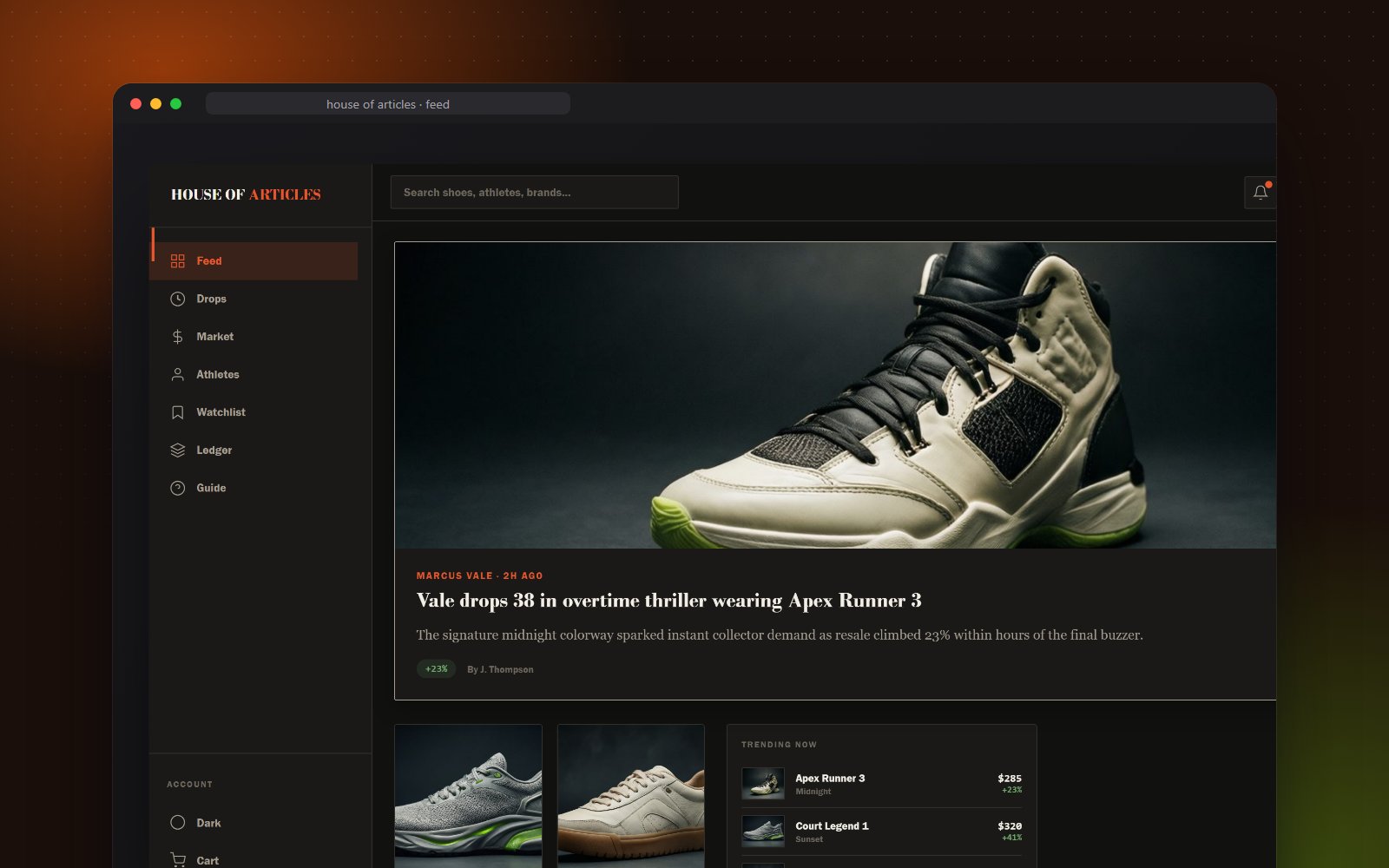 House of Articles sneaker news and athlete moments feature